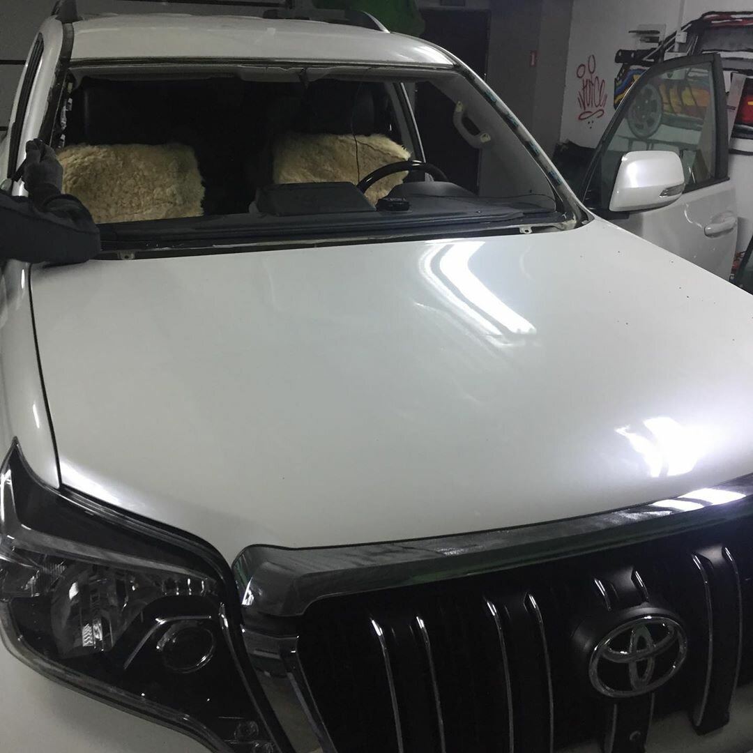 авто, автомобиль, prado 150 2015 капот, белая глянцевая пленка для авто, автовинил lc200