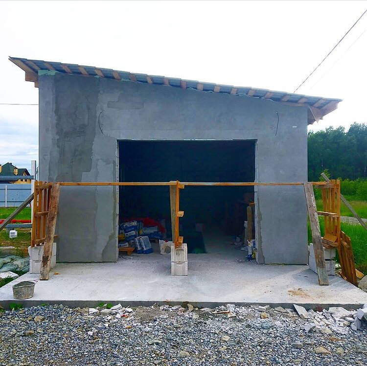 гараж, garazh, недостроенный гараж, гараж на 2 машины с хозблоком из пеноблоков, гараж на две машины