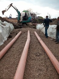 прокладка кабеля связи вместе с нефтепроводом методом гнб до 1000 м, строительство и обслуживание инженерных сетей, инженерные сети, участок трубопровода, прокладка трубопровода
