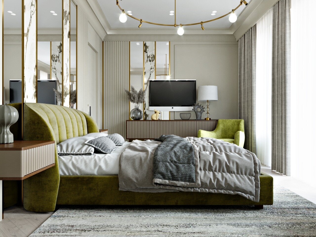 дизайн интерьера, спальни luxury неоклассика, дизайн спальни, стильный интерьер, интерьер