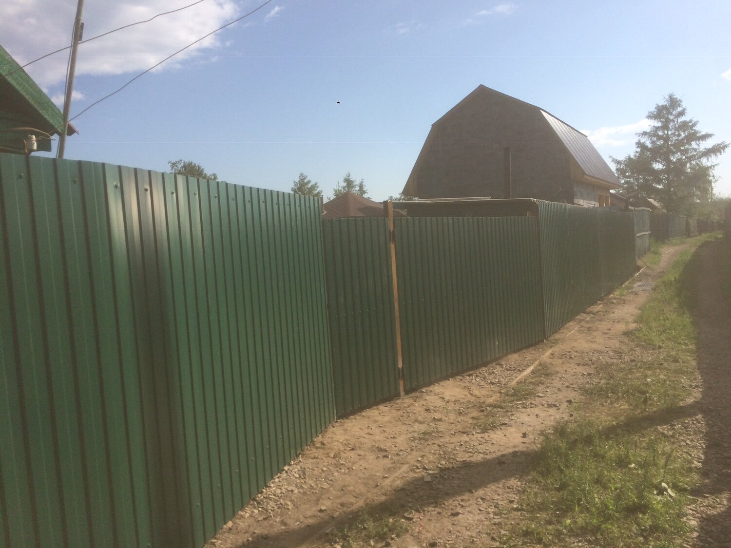 снт надежда 3 чеховский район, забор из профнастила, снт полтево 2, забор, заборы из профнастила эконом класса