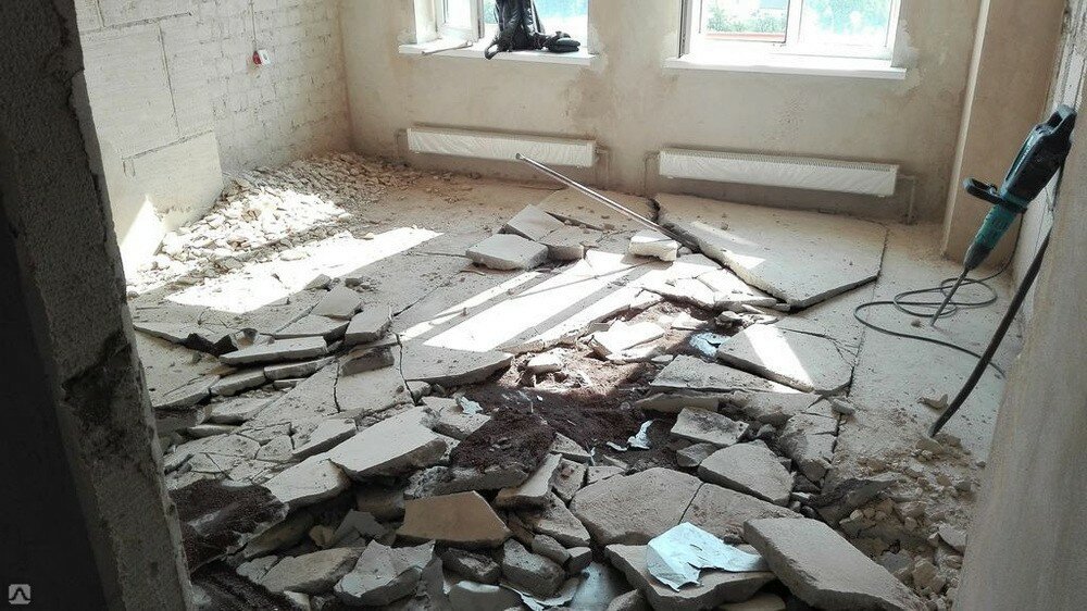 демонтаж стен стяжки, демонтаж пола в квартире, демонтажные работы, демонтаж, демонтаж стяжки методом медленного взрыва