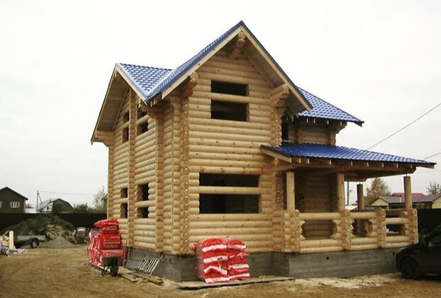 дом из оцилиндрованного бревна 200мм, оцилиндрованное бревно, сруб, сруб с эркером, дом из бревна 180мм