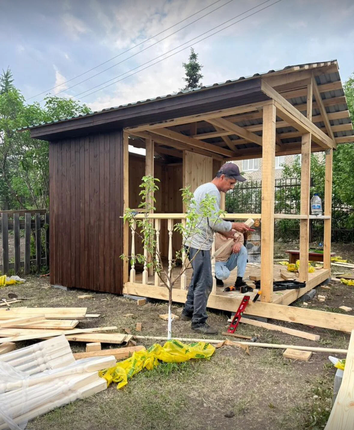 хозблок, беседка с хозблоком, хозблок с верандой для дачи, хозблок для дачи, дачный хозблок