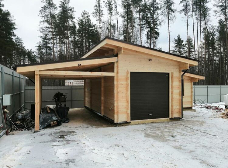 каркасный гараж с навесом, односкатный гараж с навесом, гараж из дерева, деревянный гараж 6 на 4, гараж