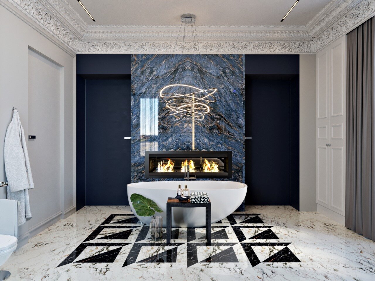 ванна в стиле неоклассика, интерьер ванной люкс, дизайн интерьера, ванна ар деко, интерьер