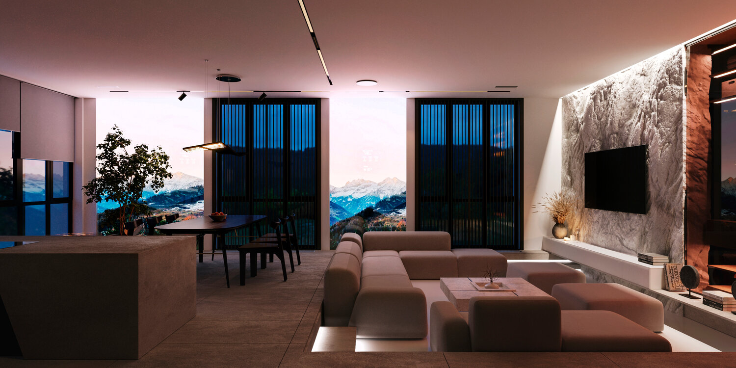 лакшери апартаменты, дизайн интерьера, роскошные квартиры в дубае, пентхаус кухня гостиная, пентхаус