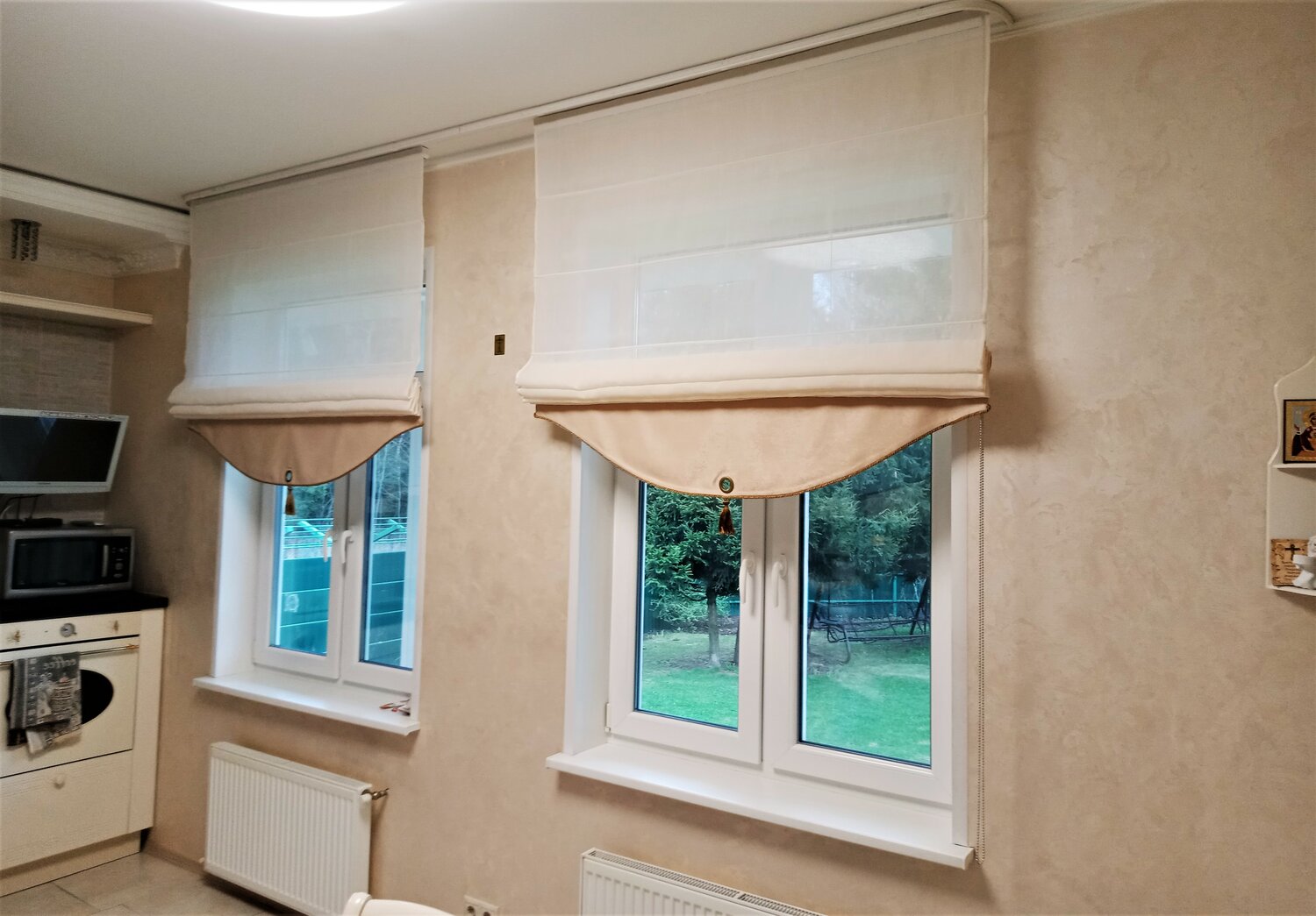 римские шторы, римские шторы нестандартной формы, римские шторы cortina, двойная римская штора, римская штора на створку