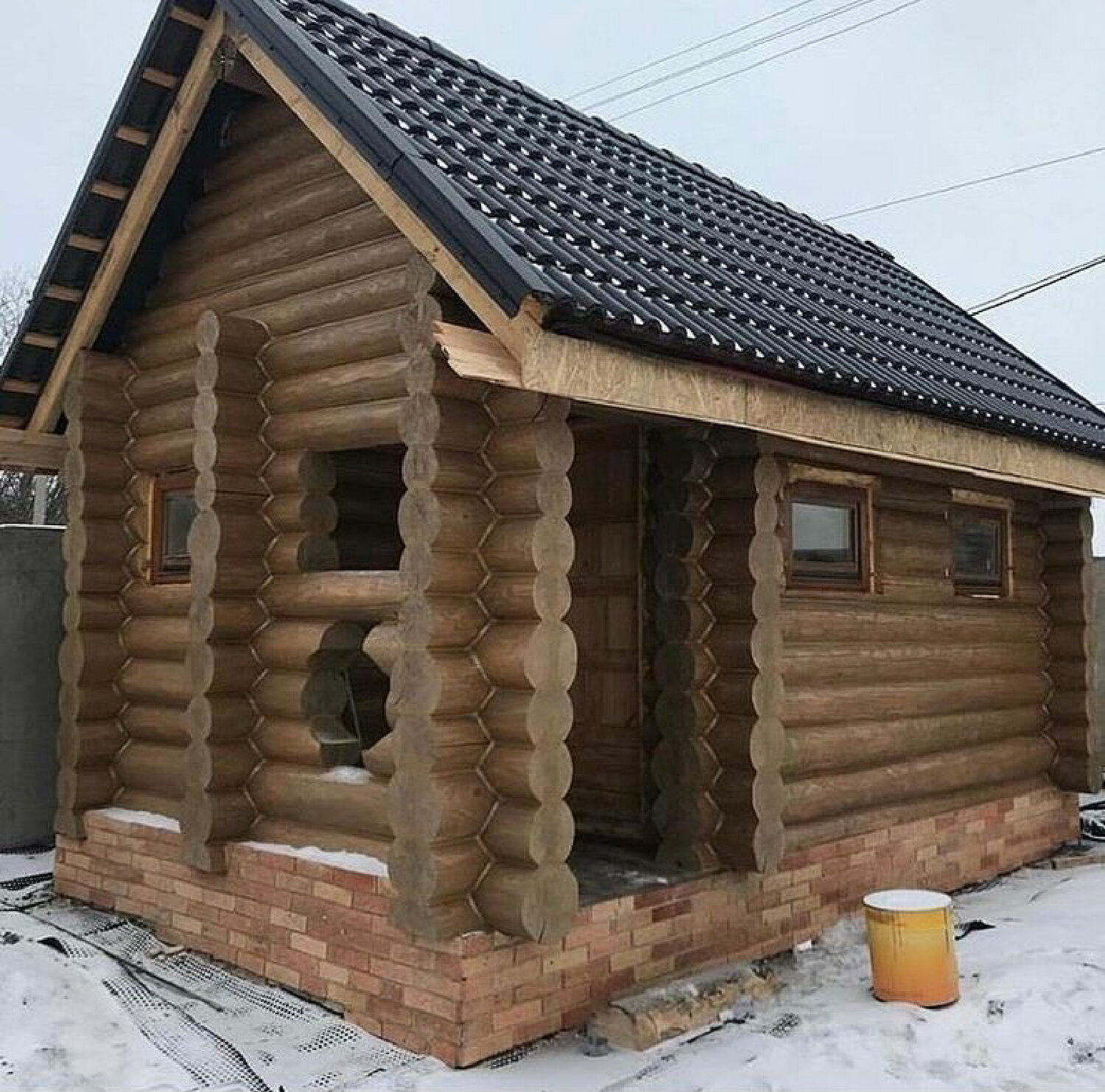сруб для бани, сруб для дома, баня из оцилиндрованного бревна 6х9, сруб бани из бревна, баня из оцилиндрованного бревна