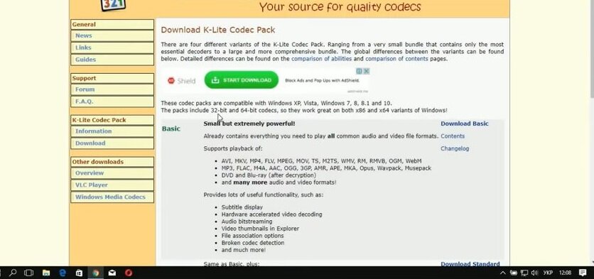 скриншот с текстом, кодек, k-lite codec pack 13.8.5 windows xp, k-lite codec pack, как установить кодеки на windows 10