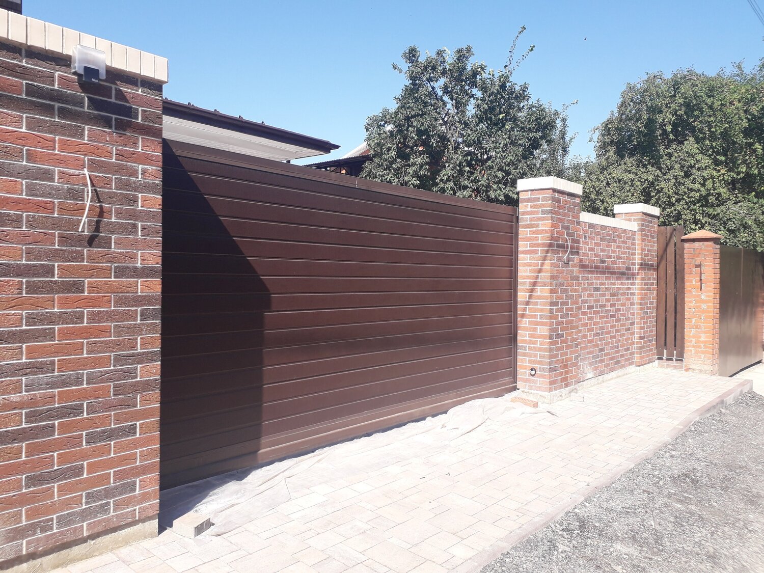 ворота откатные, забор профлист откатные ворота, ворота, забор, автоматические откатные ворота