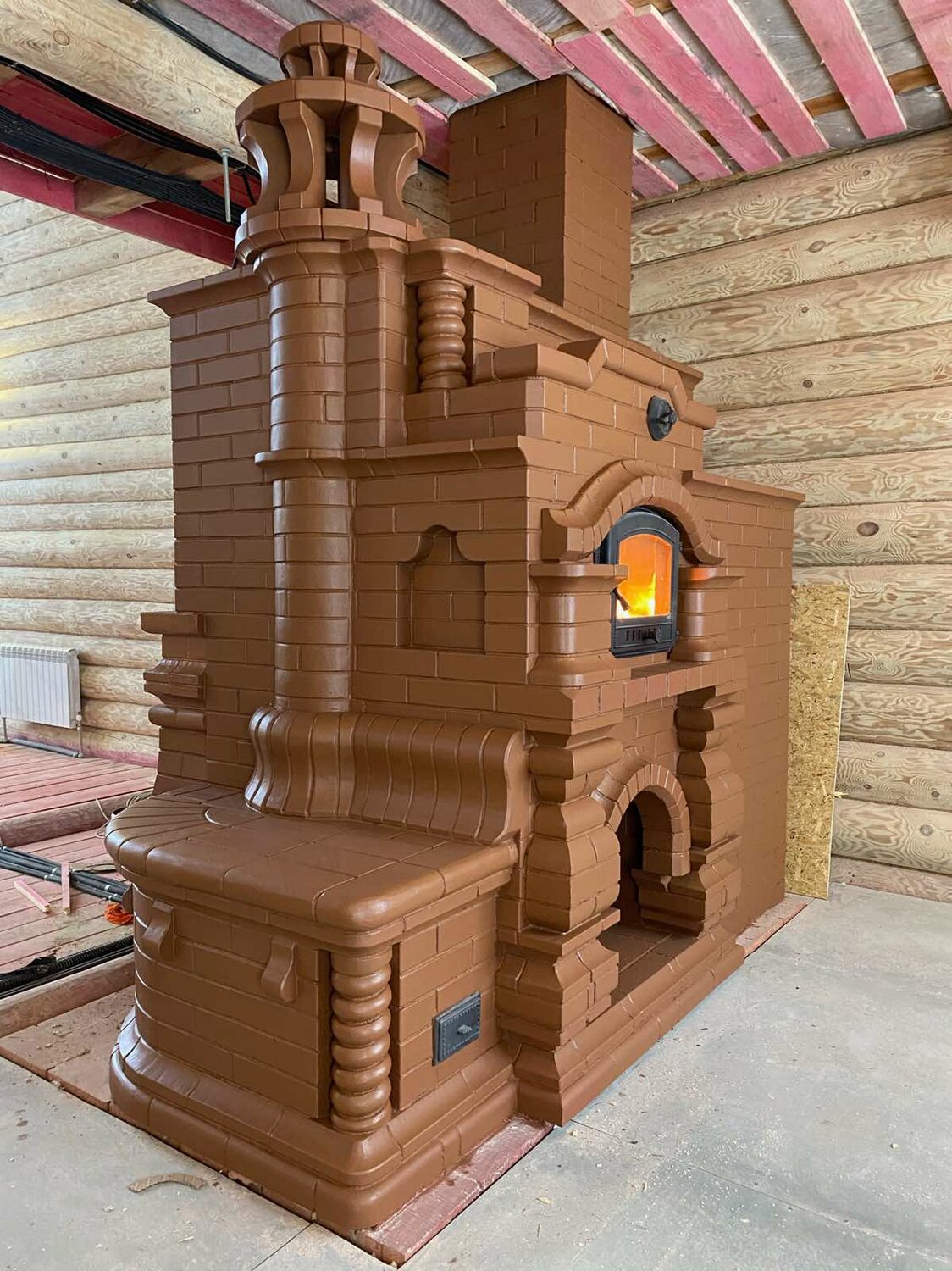 русская печь с камином, русская печь, печи, печь в деревянном доме, печь шведка с камином