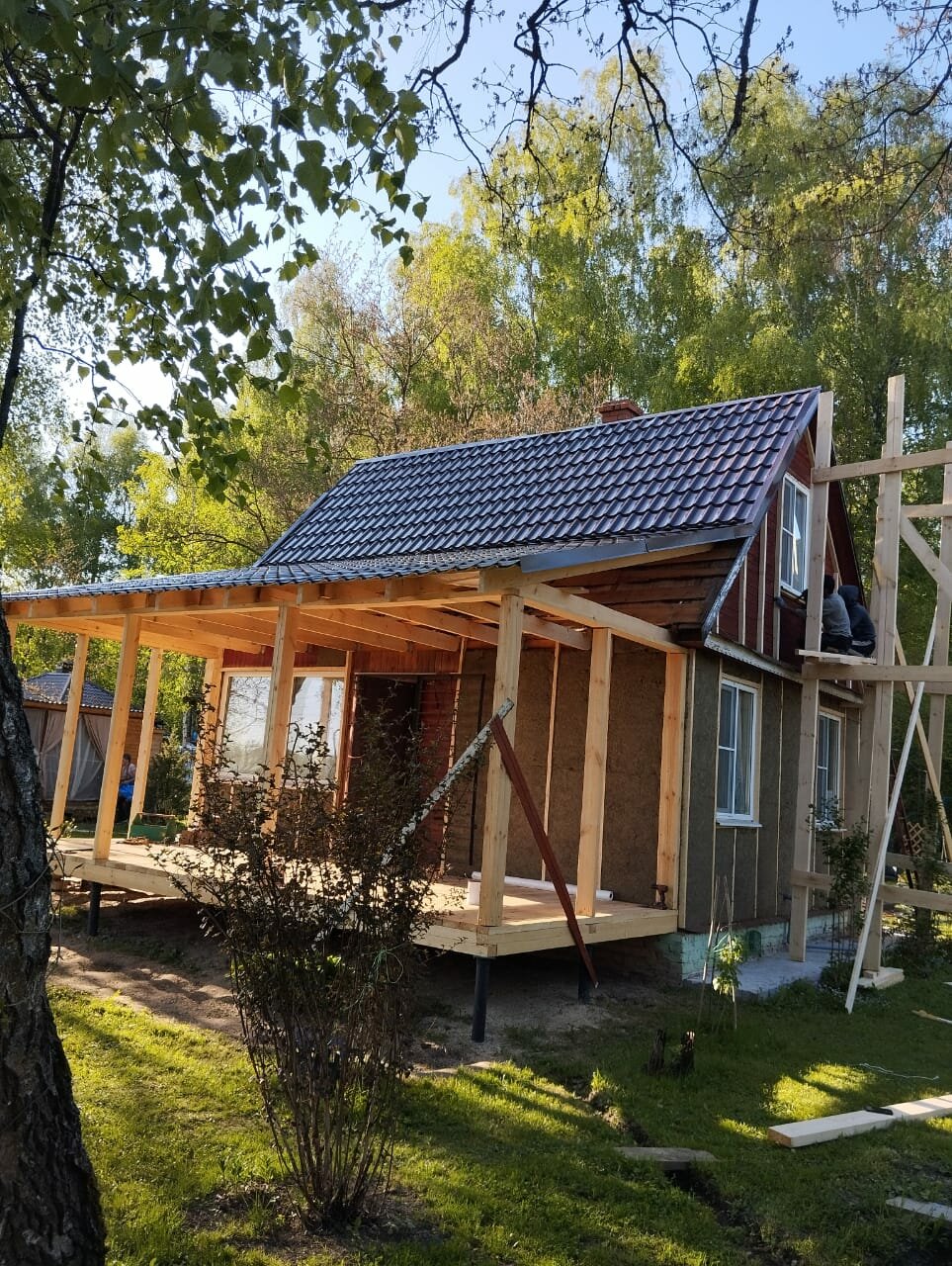 строительство веранды, веранда дача, дачный дом, каркасный дом, дачный домик каркасный