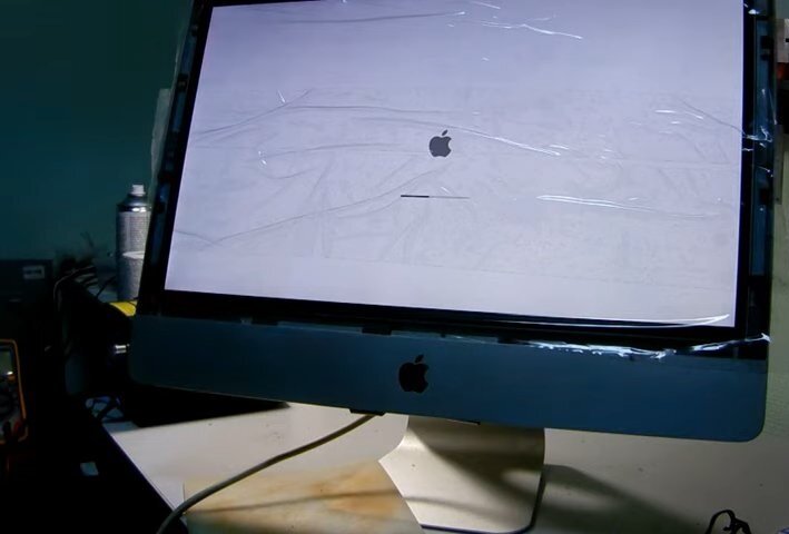 техника, imac a1224, выгорает матрица imac 27, экран, грязный монитор