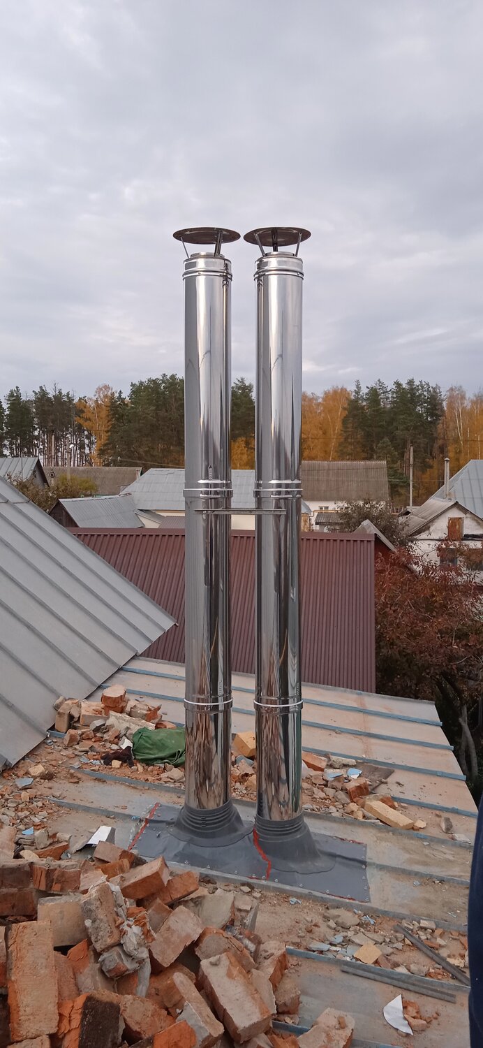 дымоходы из нержавеющей стали, труба для дымохода, дымоходы, монтаж дымохода, дымоход130мм для газового куотла