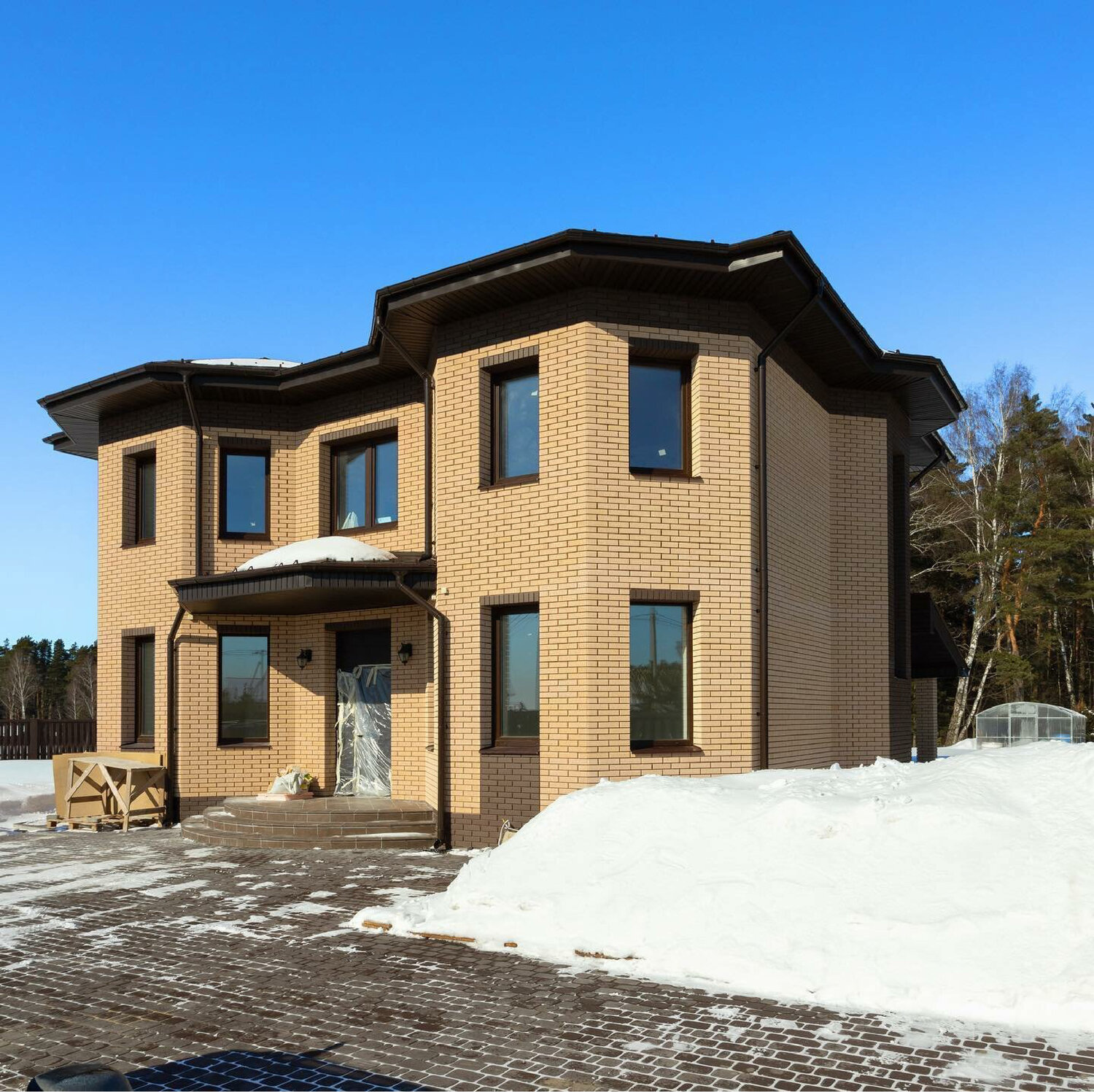 коттедж, двухэтажные дома из кирпича, строительство коттеджей, кирпичный коттедж, двухэтажный дом