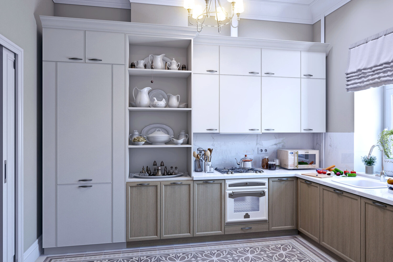 кухни, кухня в современном стиле, кухня в стиле сканди, белая кухня, серо белая кухня