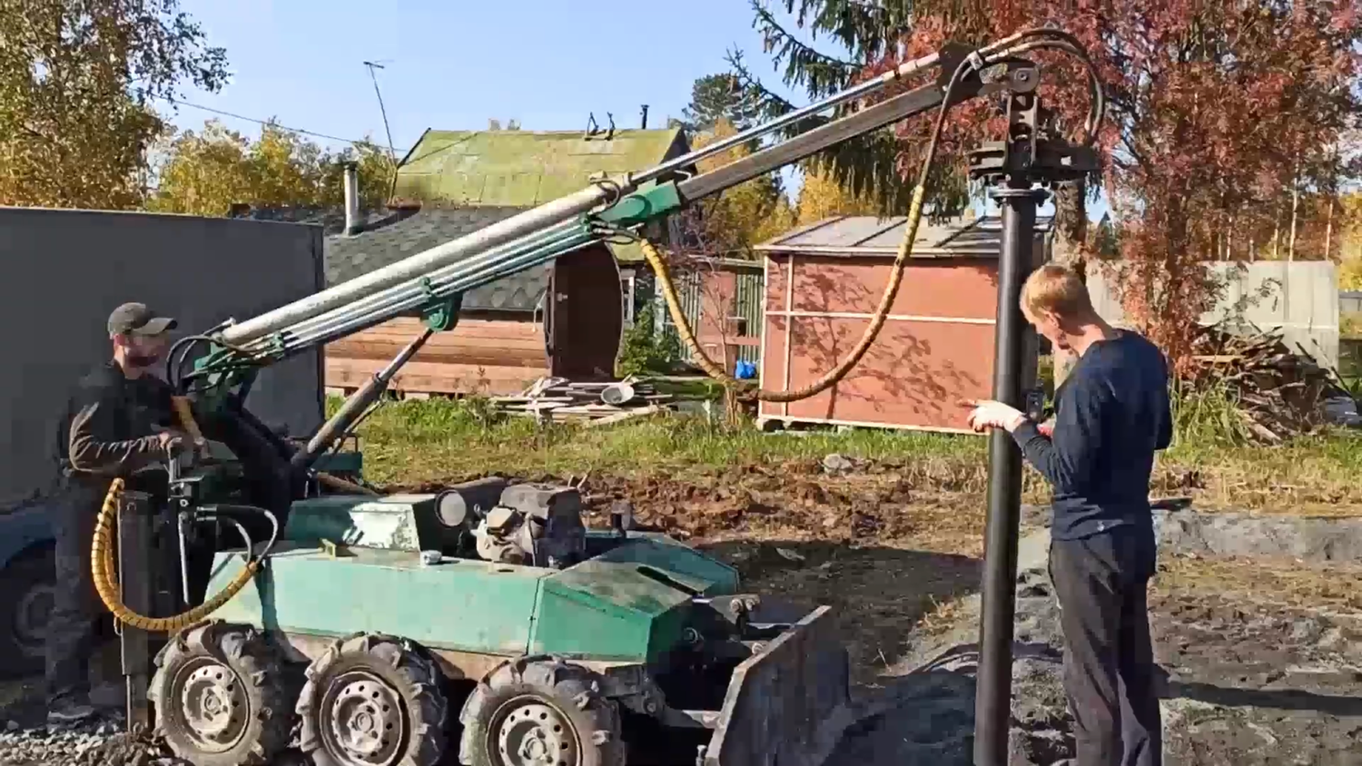 сваекрут со стрелой, сваекрут, сваекрут - телескопическая стрела, техника для винтовых свай, буровая установка