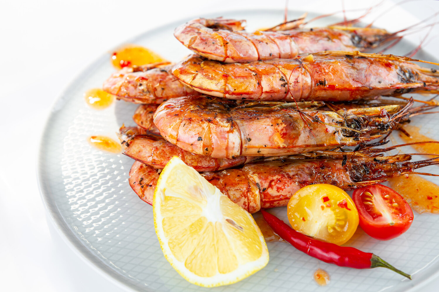 жареные креветки, креветки на гриле, лангустины, лангустины жареные, лангустины на гриле