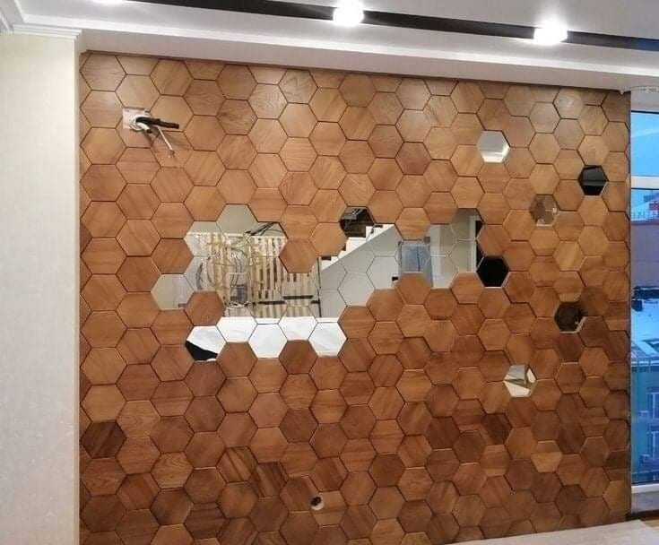 декоративные панели, панно из зеркал на стену, декор стен, панно соты на стену, панно из зеркала