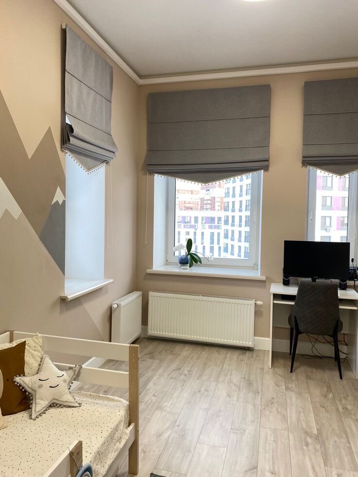 римские шторы в интерьере, дизайн интерьера, интерьер квартиры, интерьер кабинета, римская штора