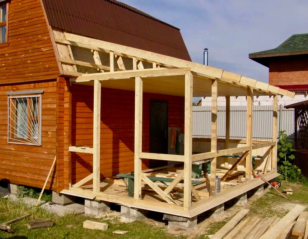 пристрой веранды к бане, пристрой веранды к дачному дому, постройка веранды, пристройка террасы, детинец пристройка веранды