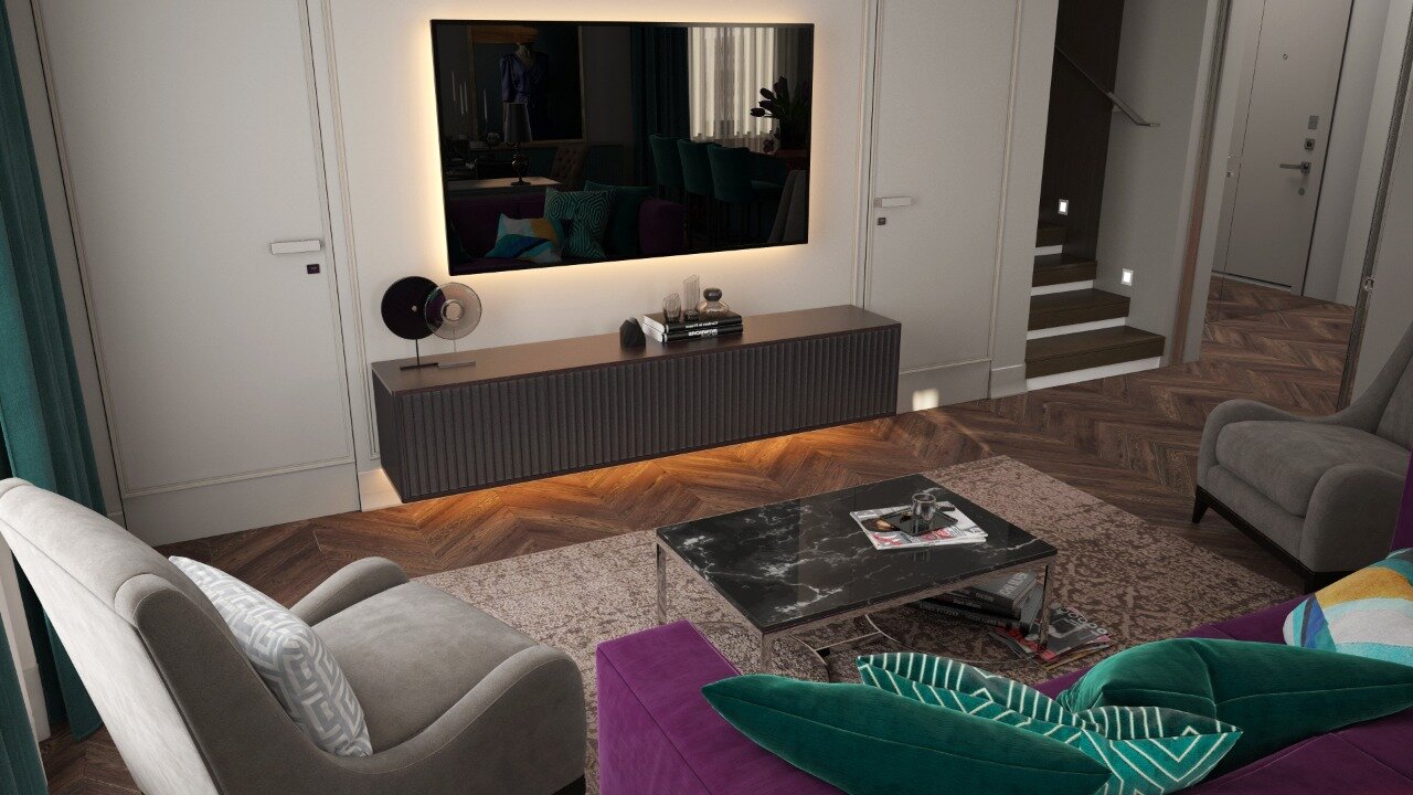 квартира, дизайн интерьера, интерьер, гостиная в современном стиле, гостиная