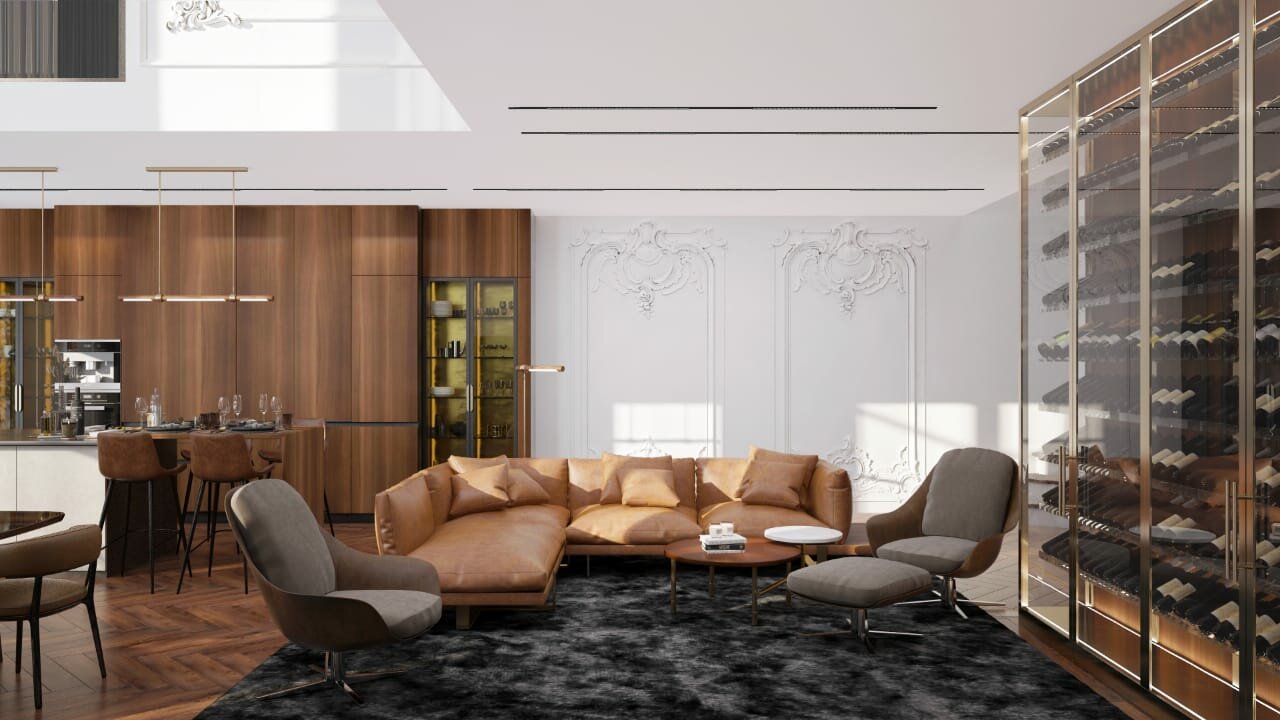 современный интерьер кабинет лакшери, дизайн интерьера, премиальный интерьер, интерьер, интерьер офиса строительной компании