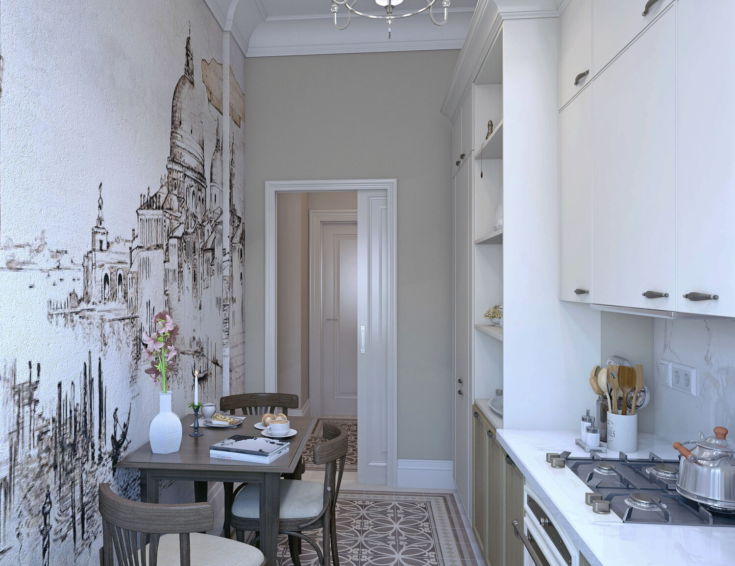 кухня дизайн интерьер, интерьер кухни, дизайн кухни, кухня в стиле неоклассика, кухня в стиле лофт прованс