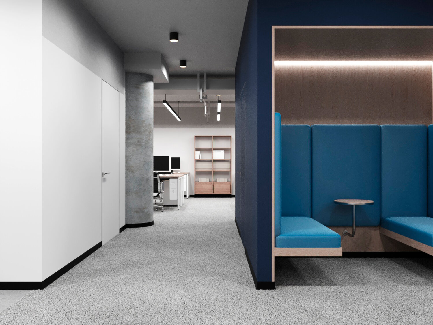 интерьер офиса, интерьер офиса гугл, акустические кабины для офиса, частная клиника интерьер, интерьер офисов современный голубые кресла