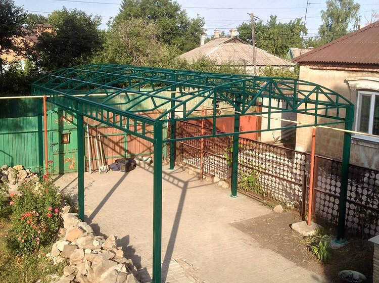 навес для винограда во дворе, сварные парник из профильной трубы, навес, теплица из профильной трубы 40 20 сварная, металлоконструкции