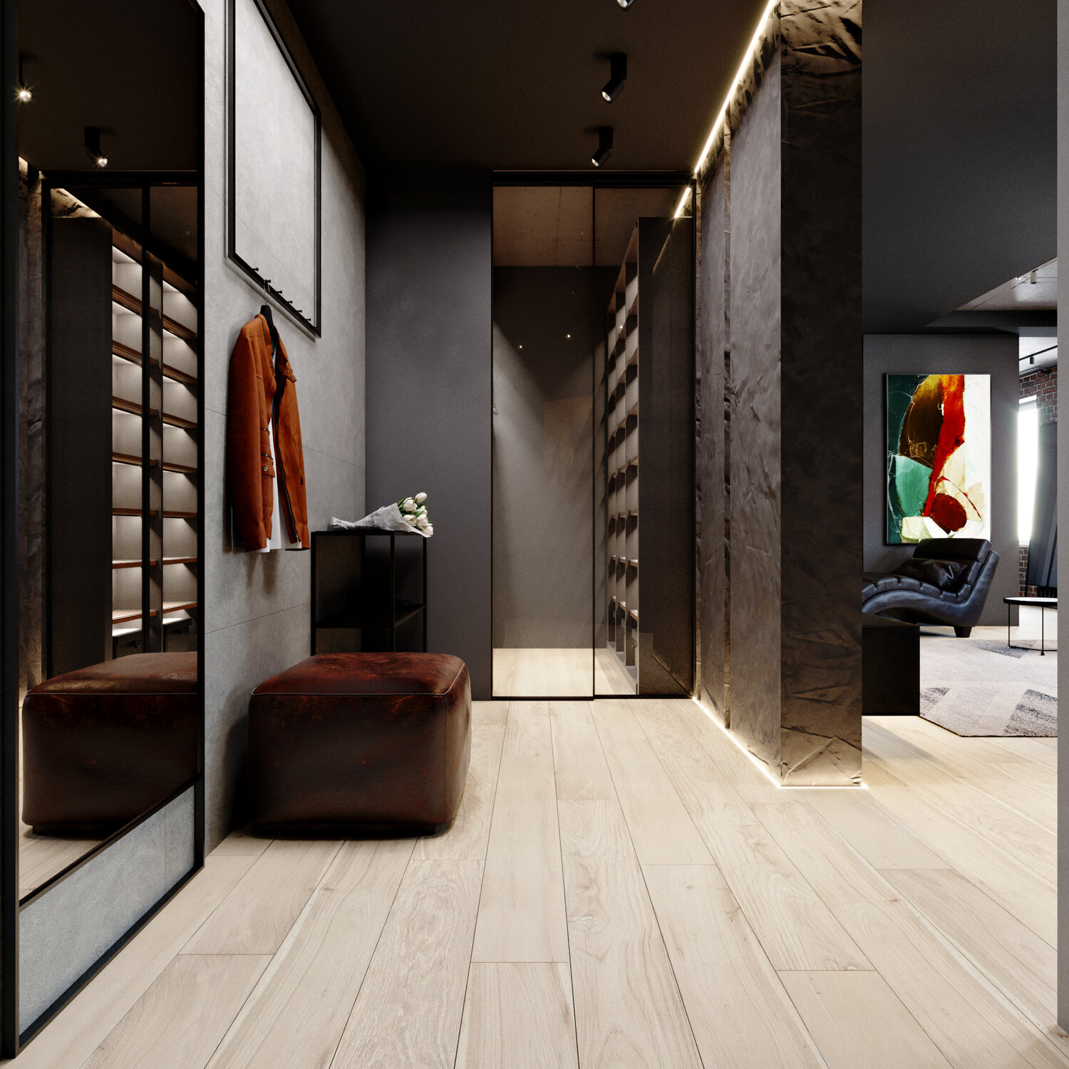 прихожая в современном стиле, интерьер прихожей, прихожая стиль, прихожая в загородном доме в современном стиле, дизайн интерьера