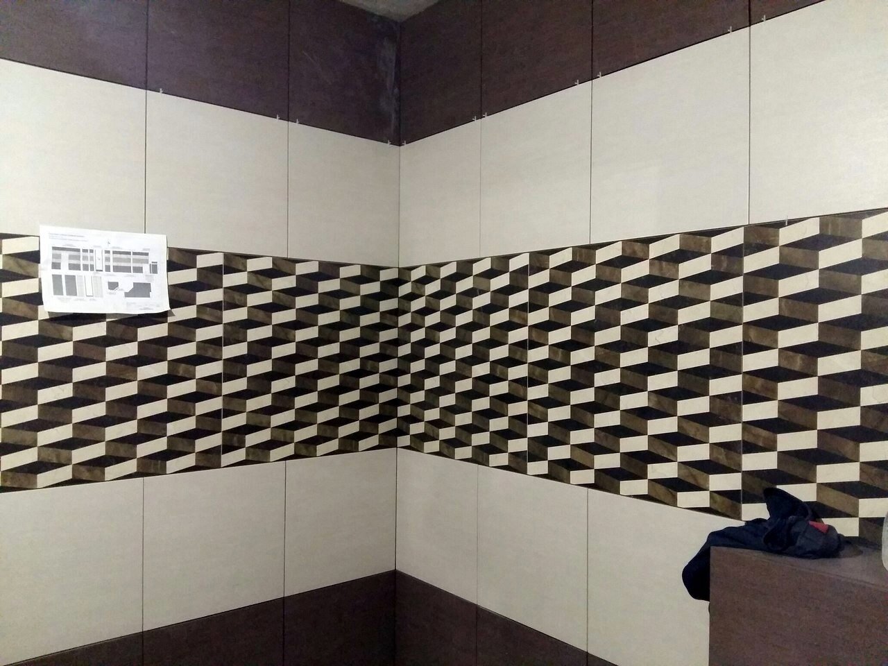 иллюзия стены кафе, плитка на стене иллюзия, иллюзия кафе wall, укладка плитки 3д, оптическая иллюзия
