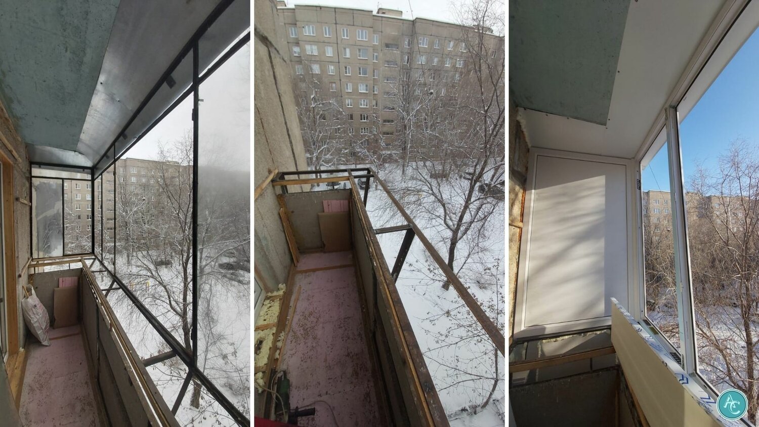 на балконе, лоджия, каркас из профиля для обшивки балкона, балкон после ремонта, демонтаж балкона