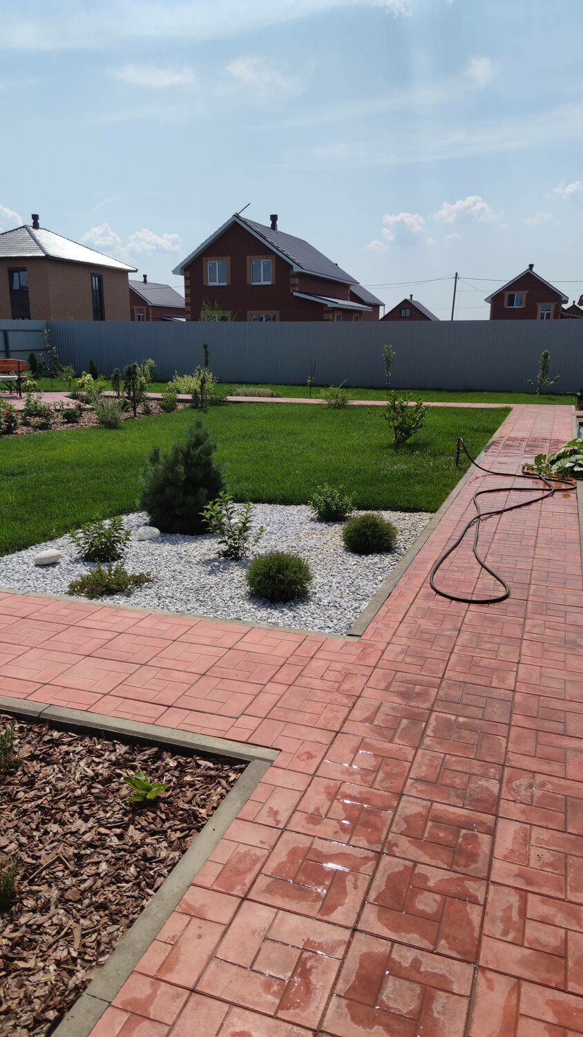 ландшафтный дизайн, тротуарная плитка, кущевская плитка тротуарная, брусчатка, участок