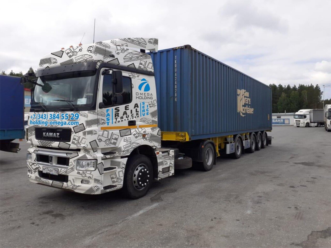 авто, автомобиль, камаз 5490 с полуприцепом, грузовики, тягач