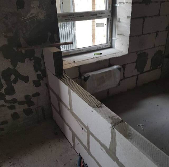 Кладка перегородок из гипсовых блоков