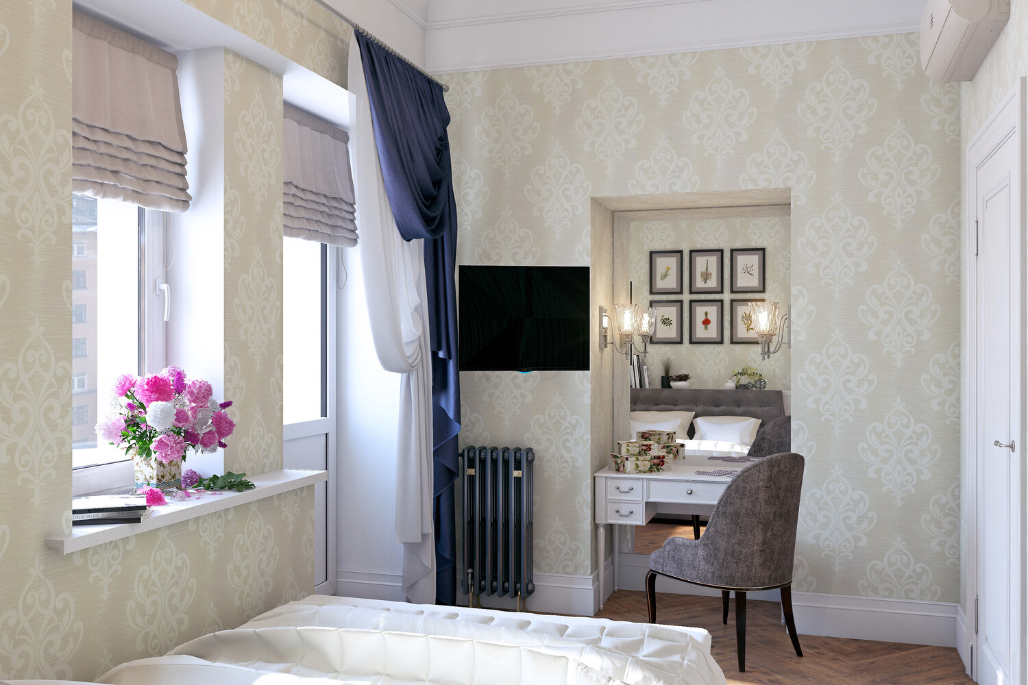 дизайн интерьера, шторы в скандинавском стиле в интерьере, интерьер квартиры, интерьер, дизайн интерьера студии