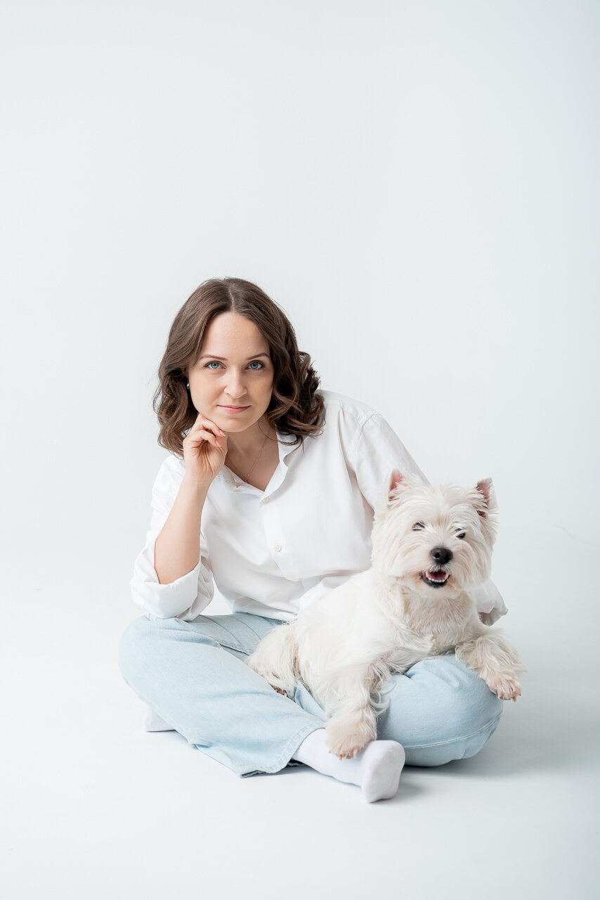 девушка, женщина, вайт терьер, собака мелкая, собака