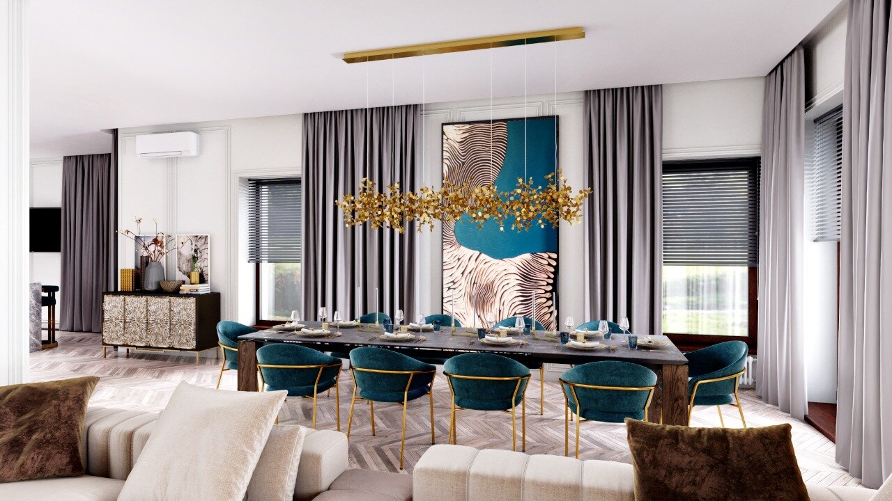 дизайн интерьера, интерьер, гостиная столовая темные стены, современный интерьер однушки, дизайн