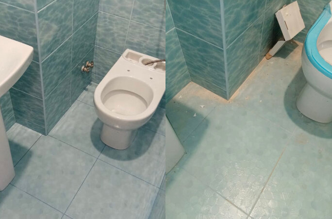 туалет в панельном доме плиткой, туалет, санузел, туалетная комната, унитаз