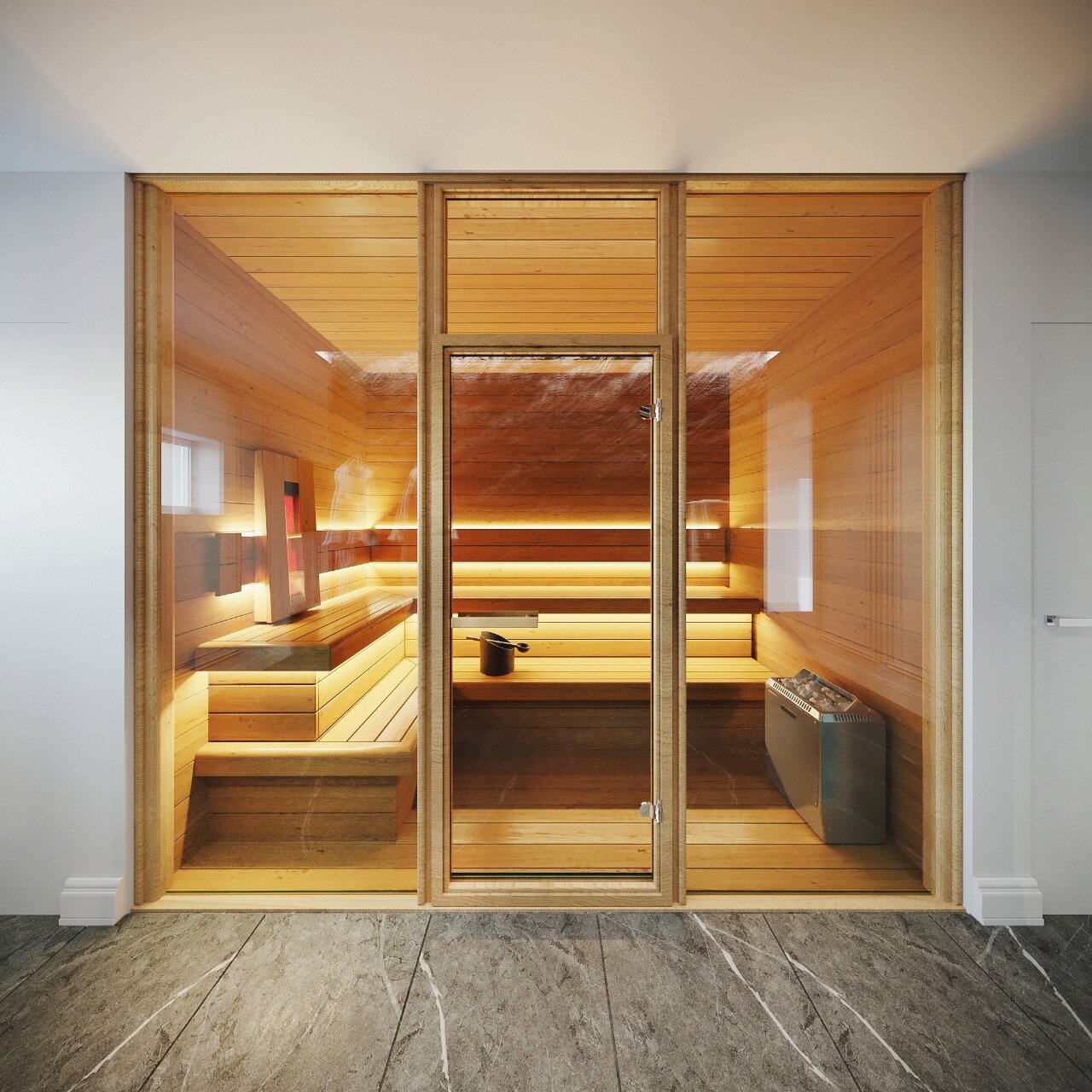 финская сауна harvia, финская сауна, финские сауны «glassy» с электрокаменкой, трехместная финская сауна кабина с электрокаменкой, финская сауна снаружи