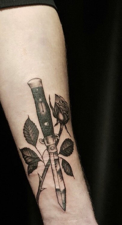 татуировка, тату нож, тату кинжал, tattoo, крест нож тату