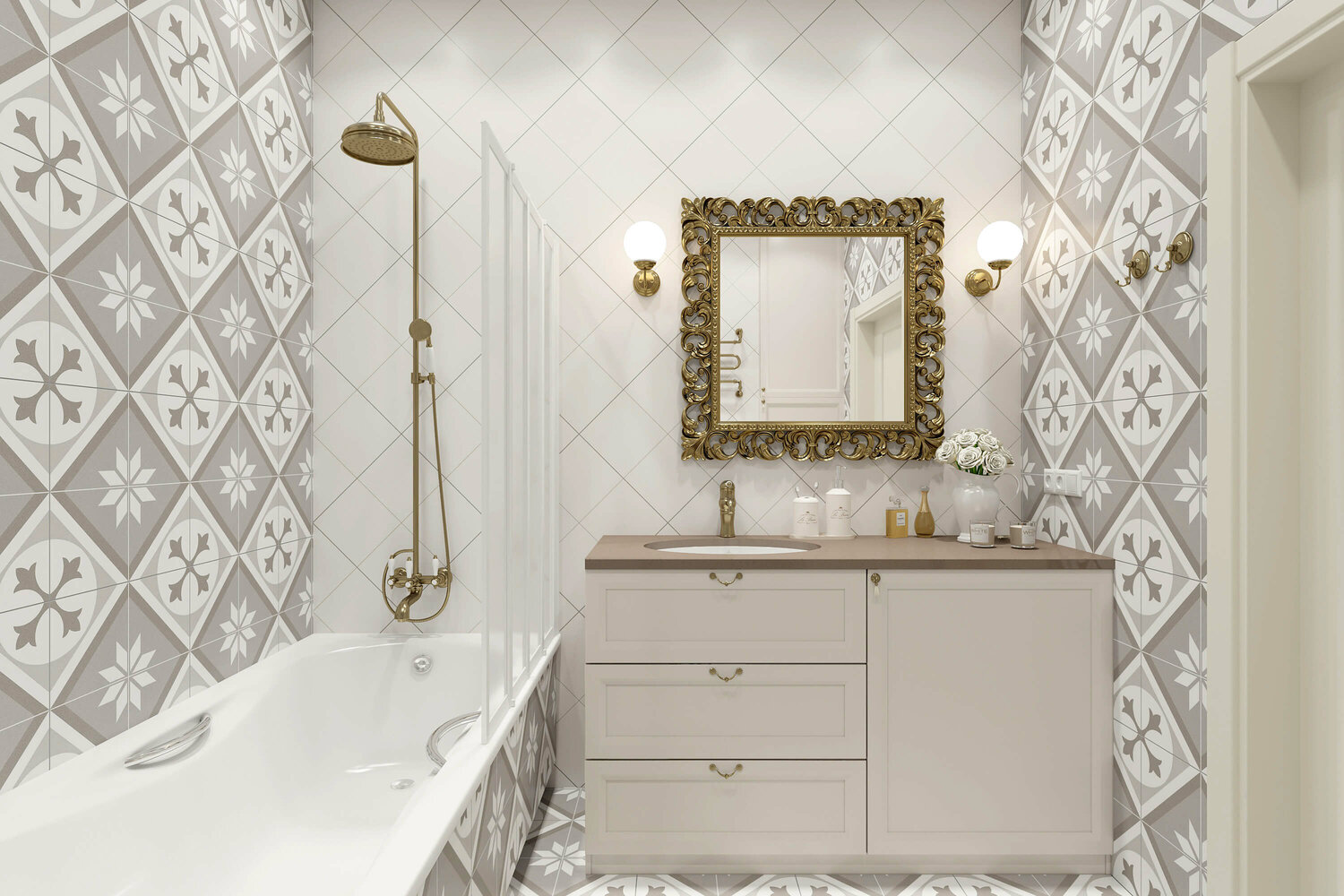 плитка керама марацци монте тиберио, плитка геометрия в ванной, керамическая плитка для ванной, керамическая плитка, ванная плитка