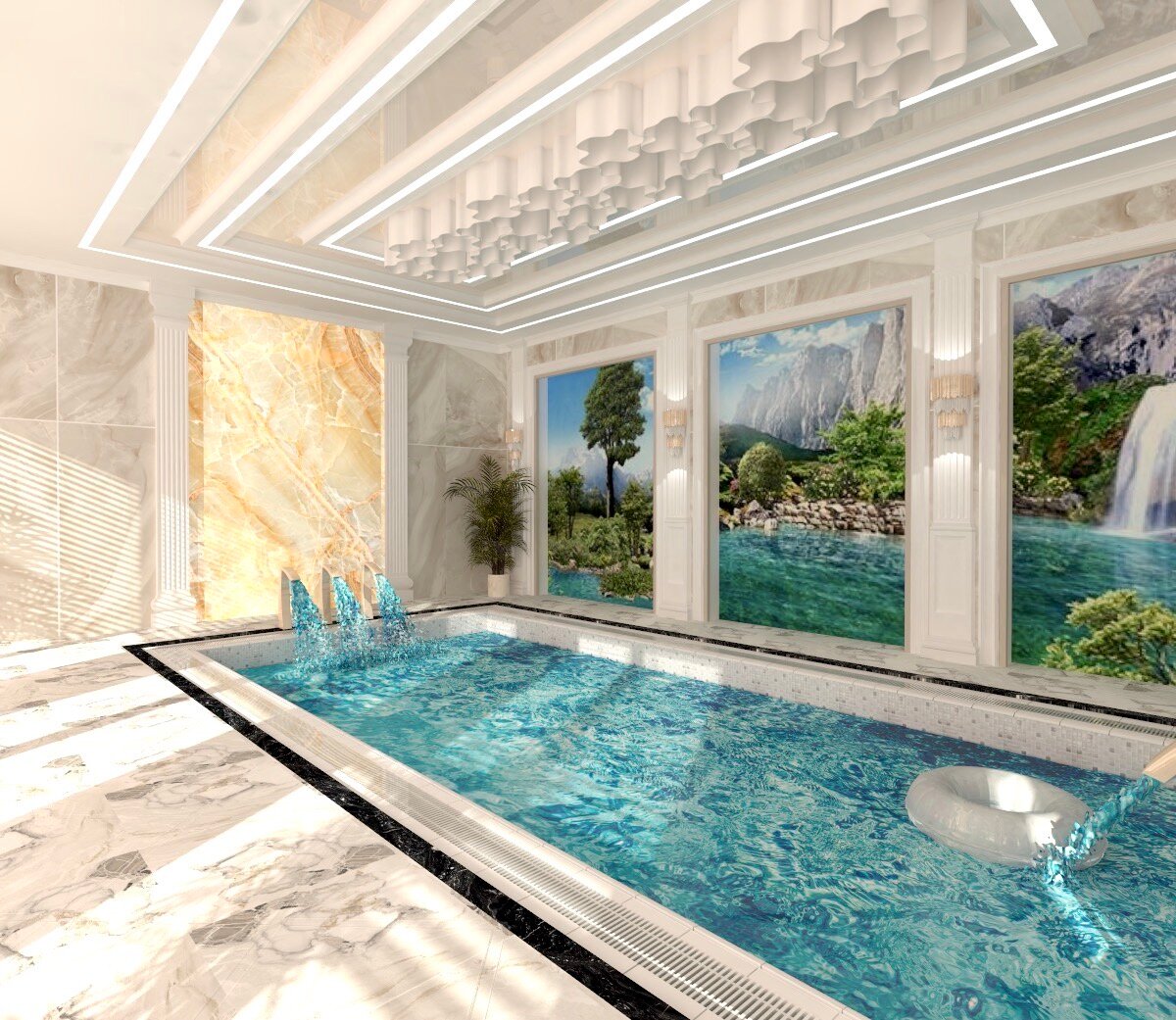 бассейн в загородном доме, интерьер бассейна в коттедже, дизайн бассейна в частном доме, бассейн в частном доме, бассейн в доме дизайн