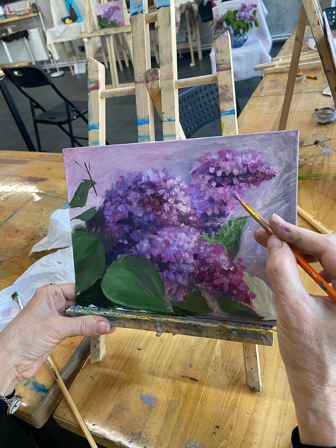 картина маслом сирень, сирень живопись маслом, сирень картина, сирень живопись, сирень пастелью таткина