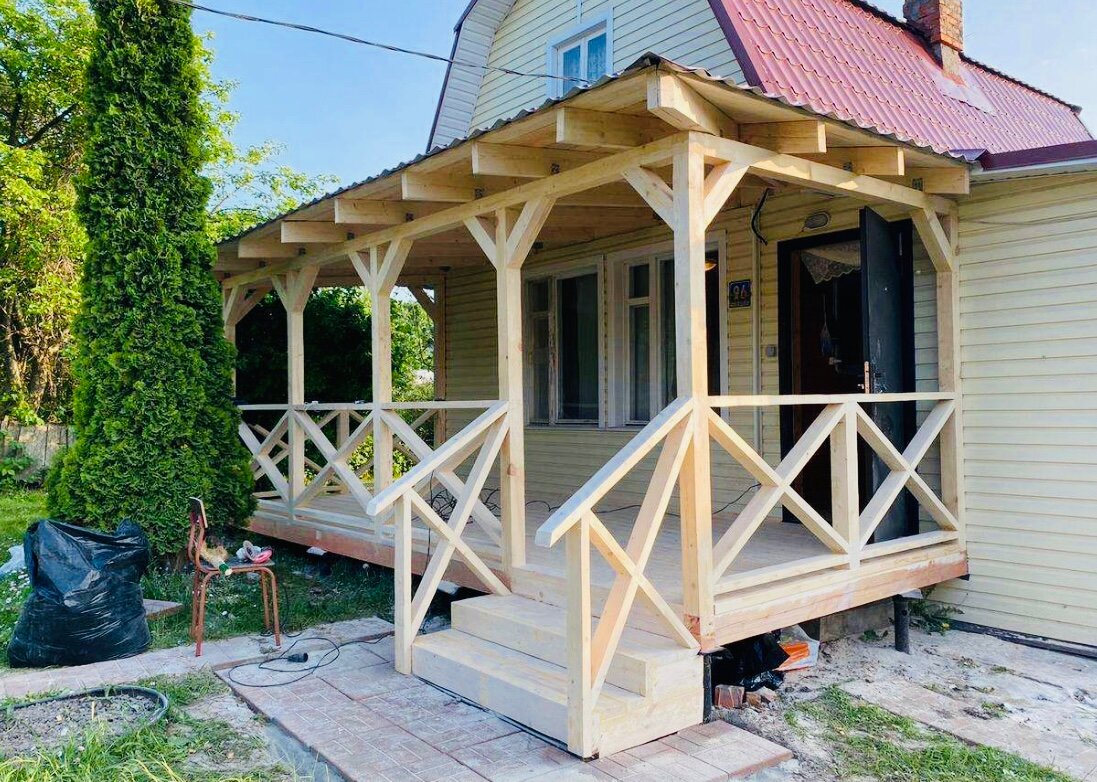 веранда к дому, веранда пристройка, веранда к дачному дому, веранда к дачному домику, односкатная каркасная веранда