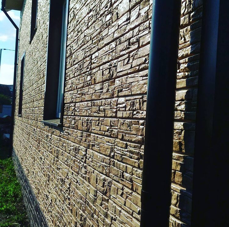 сайдинг под камень, камень для фасада, фасадные панели под камень, панель фасадная gl "яфасад" крымский сланец уголь, сайдинг кирпич