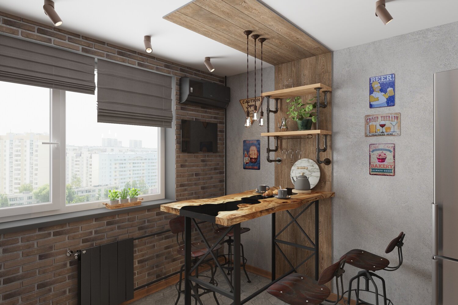 кухня лофт инмайрум, кухня 10 кв в стиле лофт, кухня в стиле лофт, квартира в стиле лофт, уютный лофт в интерьере