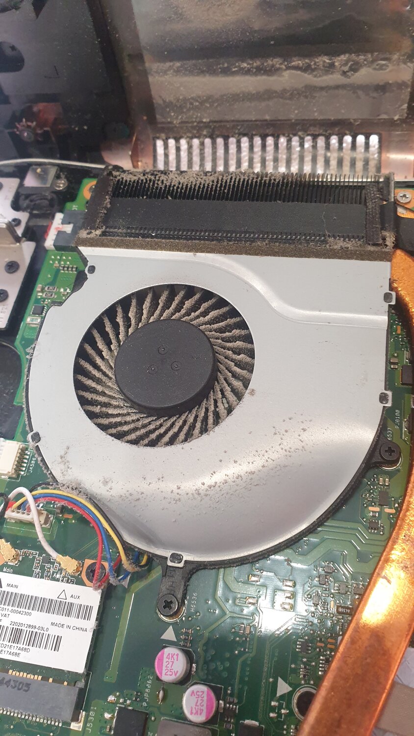 охлаждение ноутбука, чистка ноутбука, чистка кулера ноутбука asus x530, гудит вентилятор в ноутбуке, ремонт ноутбука